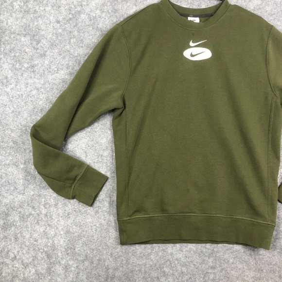 Nike Sportswear League Fleece Crew Sweatshirt Rough Green DM5460-326 Men Small - Picture 2 of 9